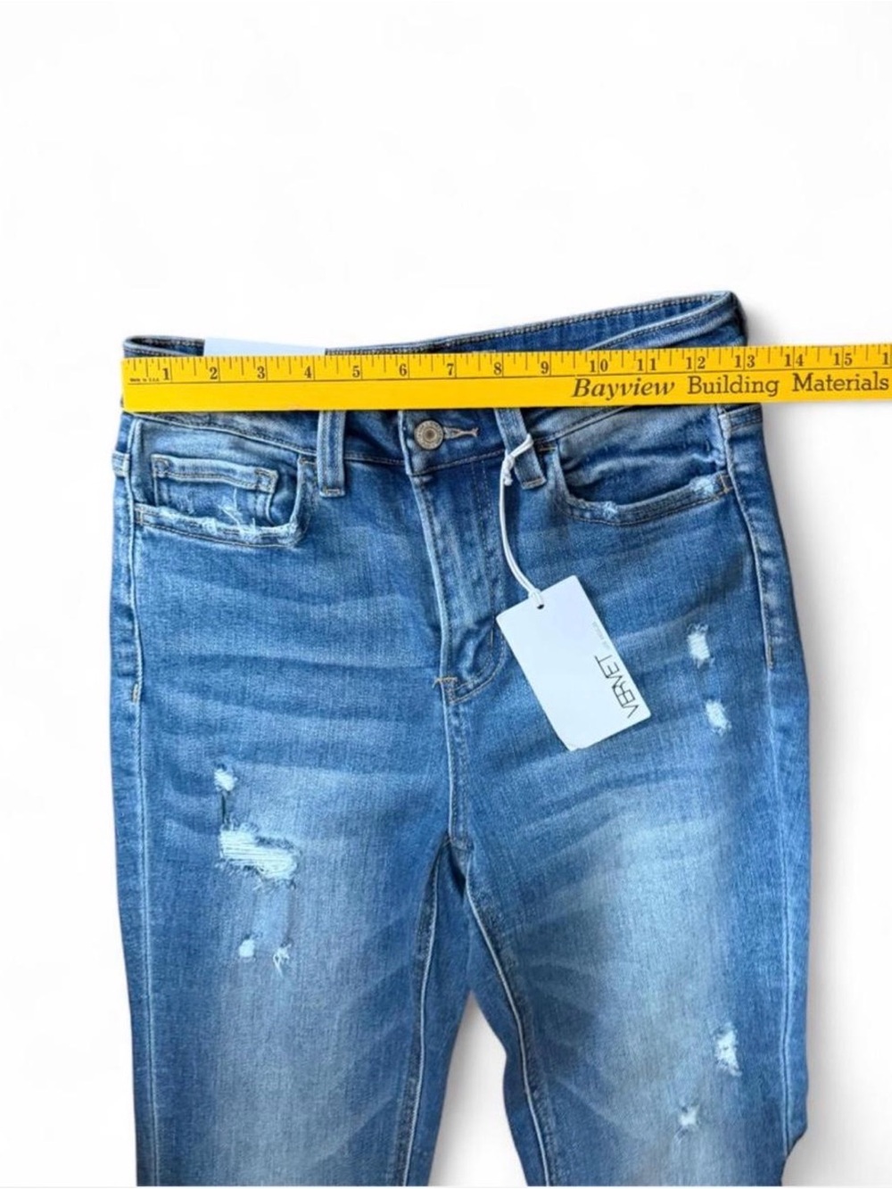 New Vervet High-Rise Blue Distressed Flare Jeans - Picture 5 of 8